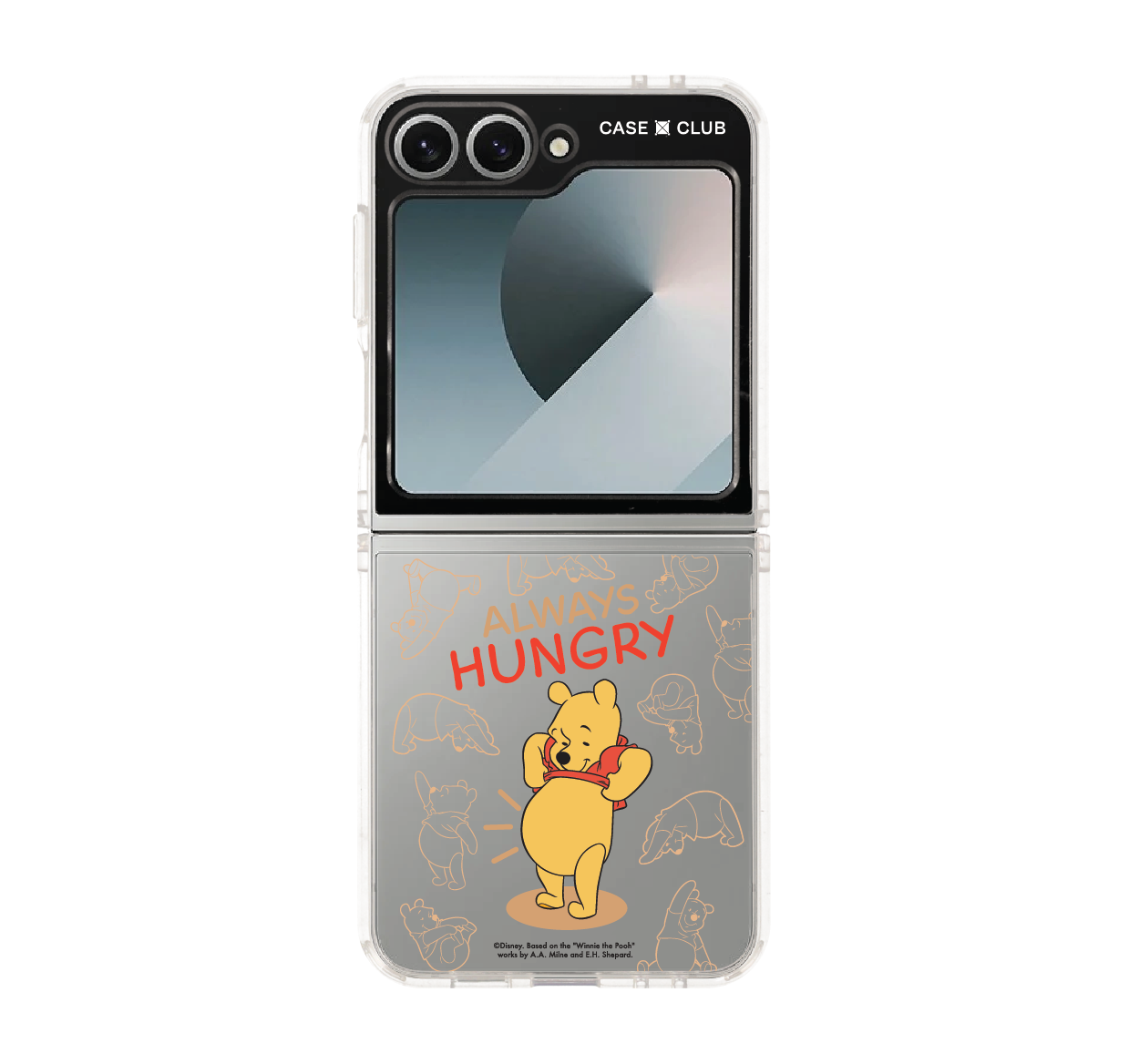 Samsung Galaxy Z Flip 6 Clear Case Winnie the Pooh Always Hungry