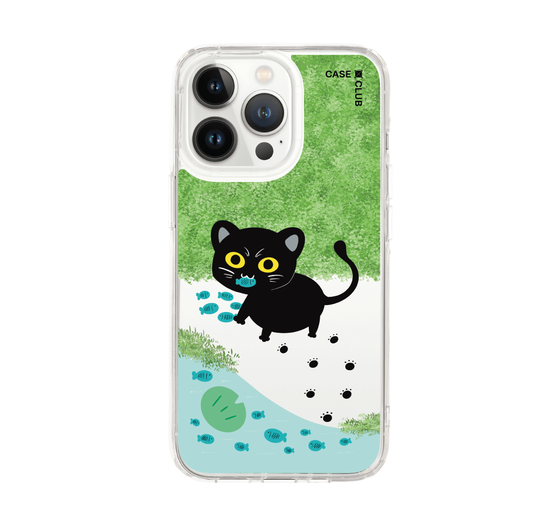 เคสใส iphone 13 pro แมวดำจับปลา