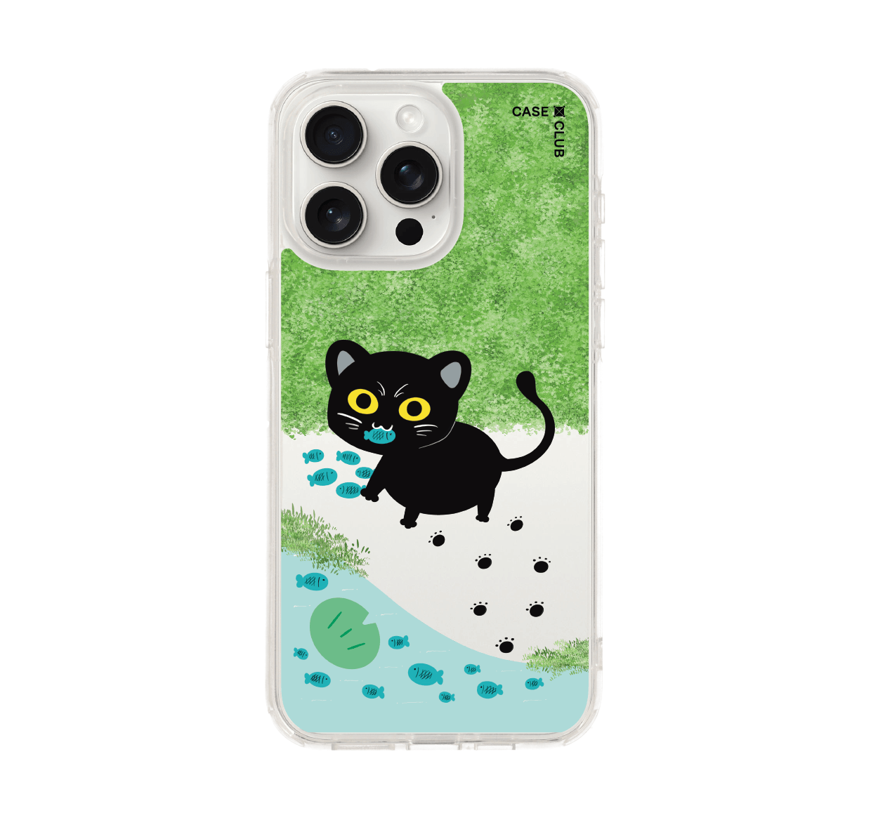 เคสใส iphone 15 pro max แมวดำจับปลา