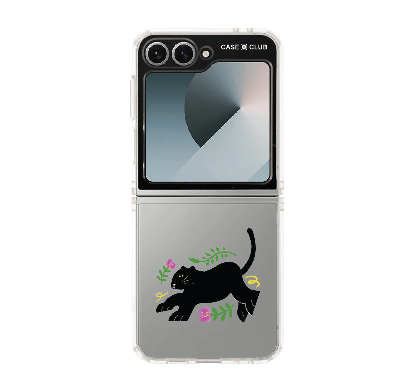 samsung galaxy z flip 6 clear case black tiger