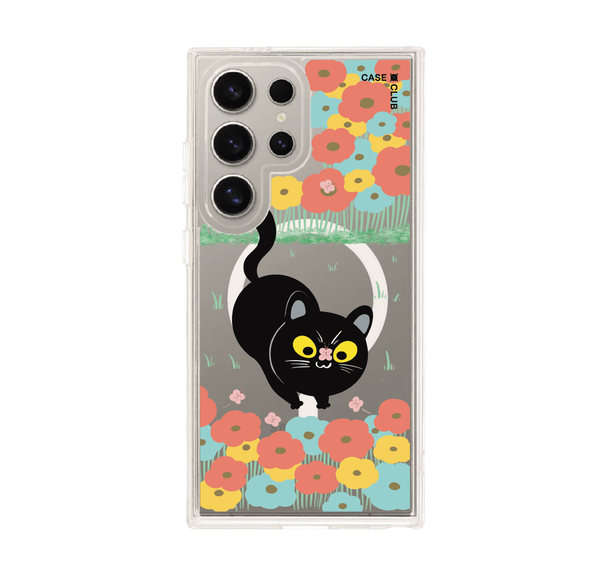 เคสใส samsung s24 ultra magsafe แมวดำดอกไม้