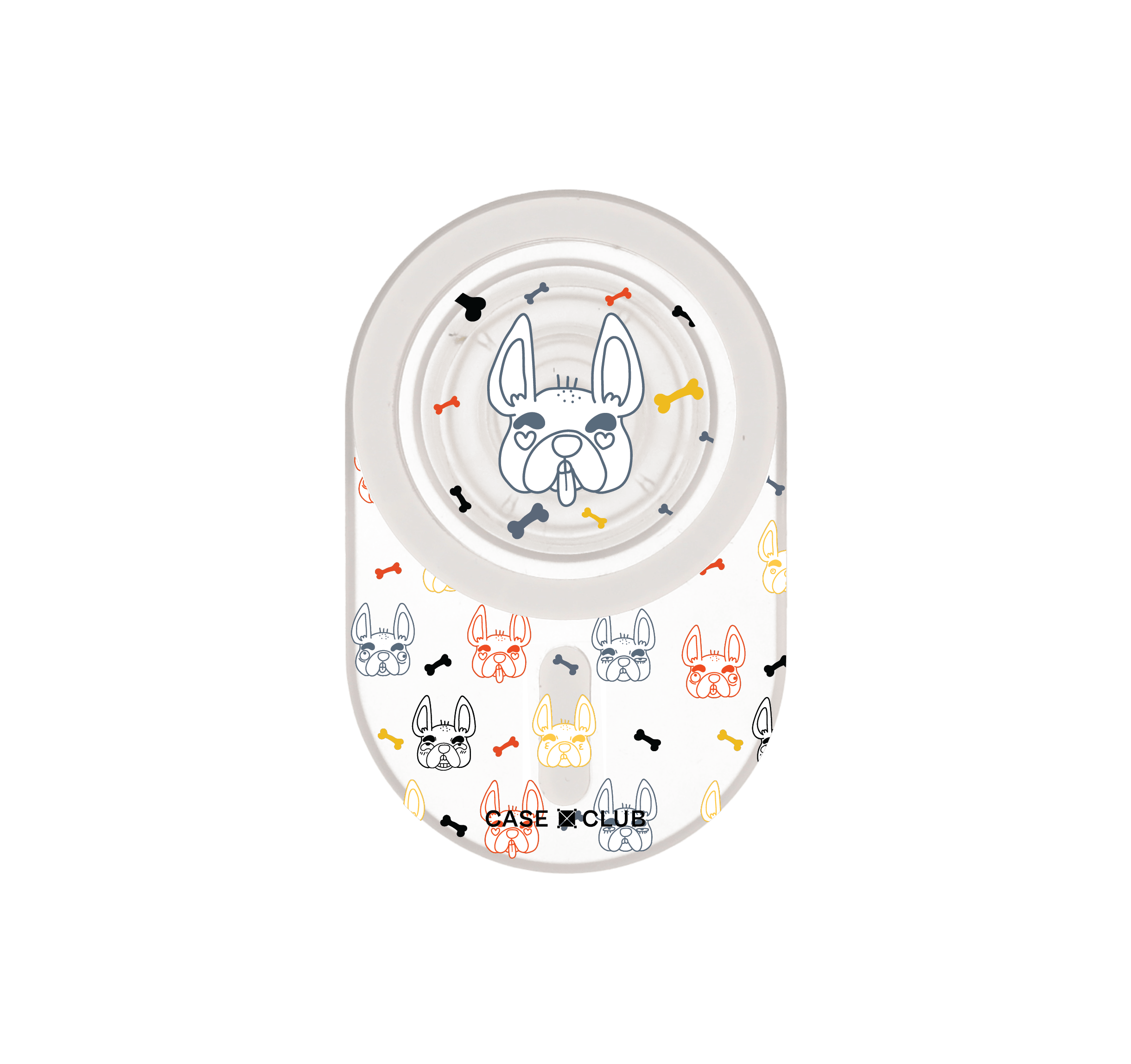 clear popgrip french bull dog pattern