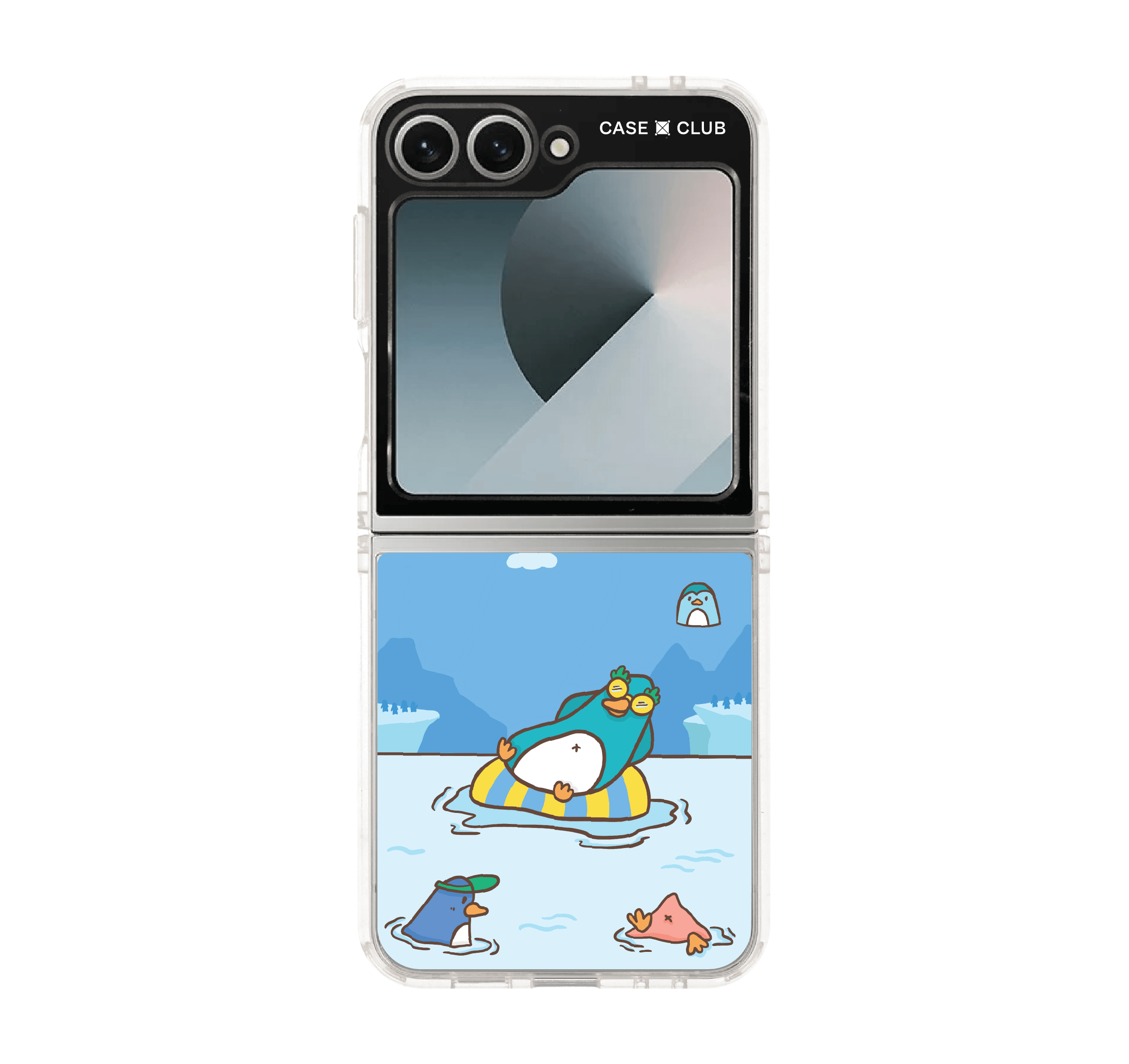 samsung galaxy z flip 6 clear case global warming penguin