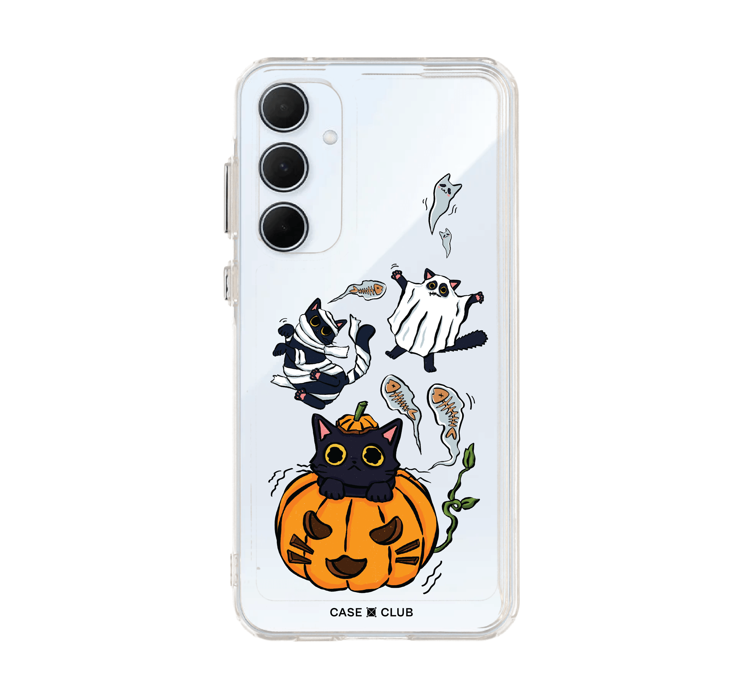 samsung galaxy a55 clear case halloween cat