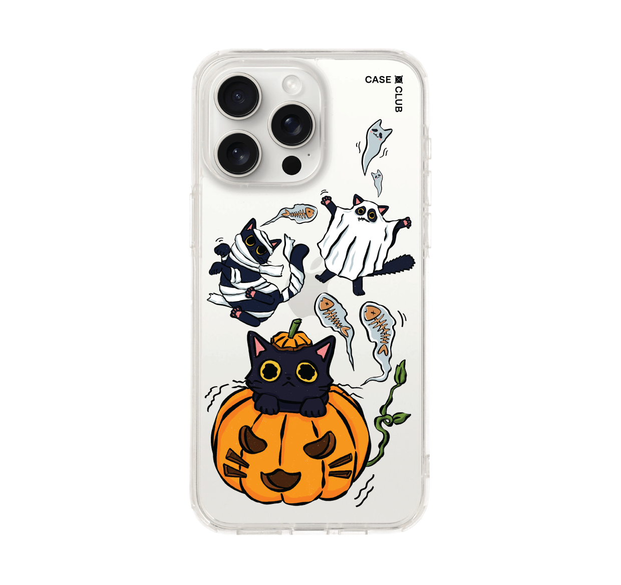 iphone 15 pro max clear case halloween cat