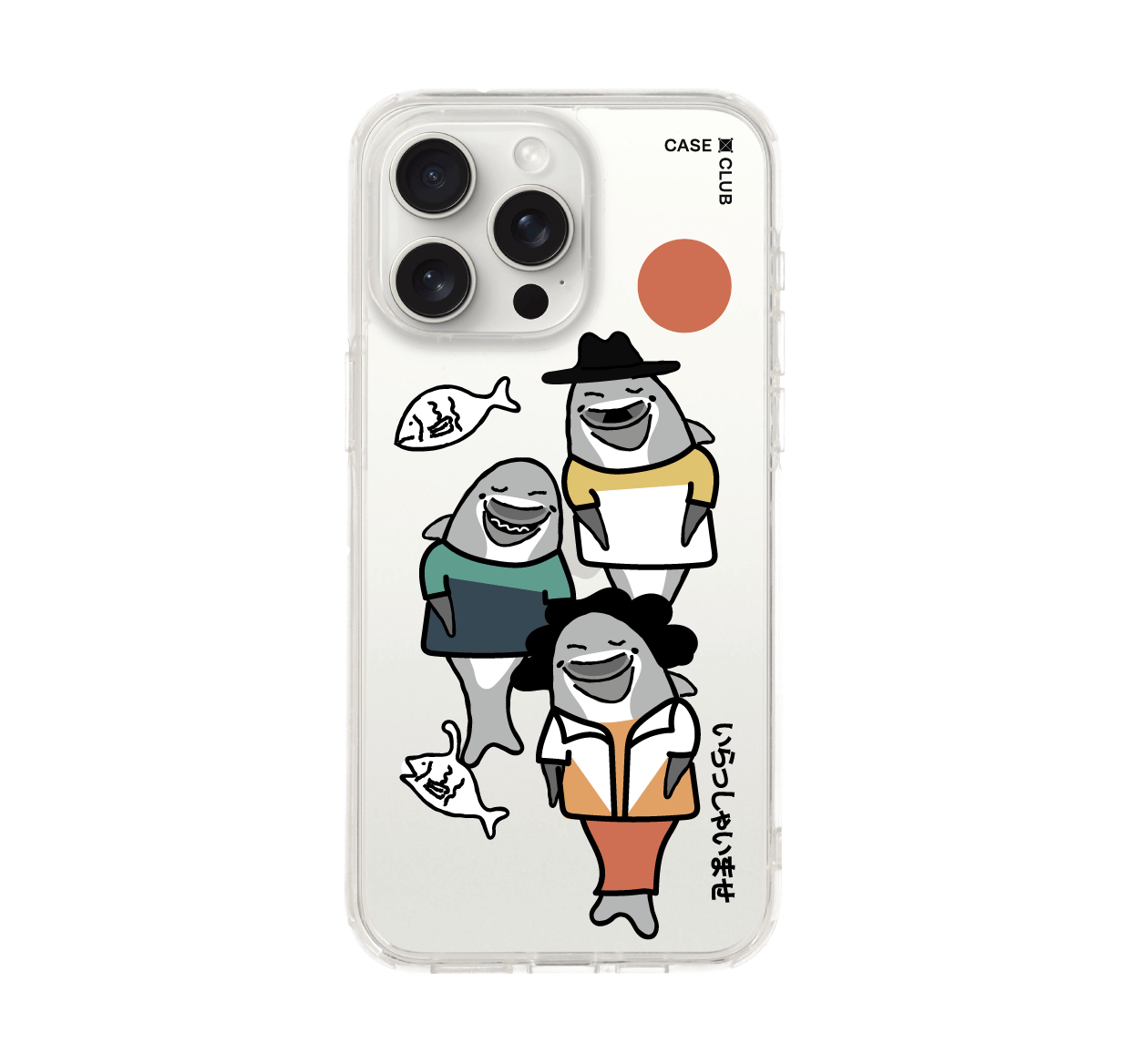 iPhone 15 Pro Max Clear Case Japanese Dolphin