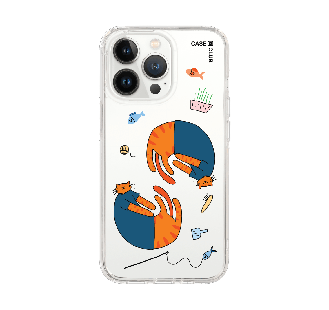 เคสใส iphone 13 pro แมวส้มเสื้อน้ำเงิน