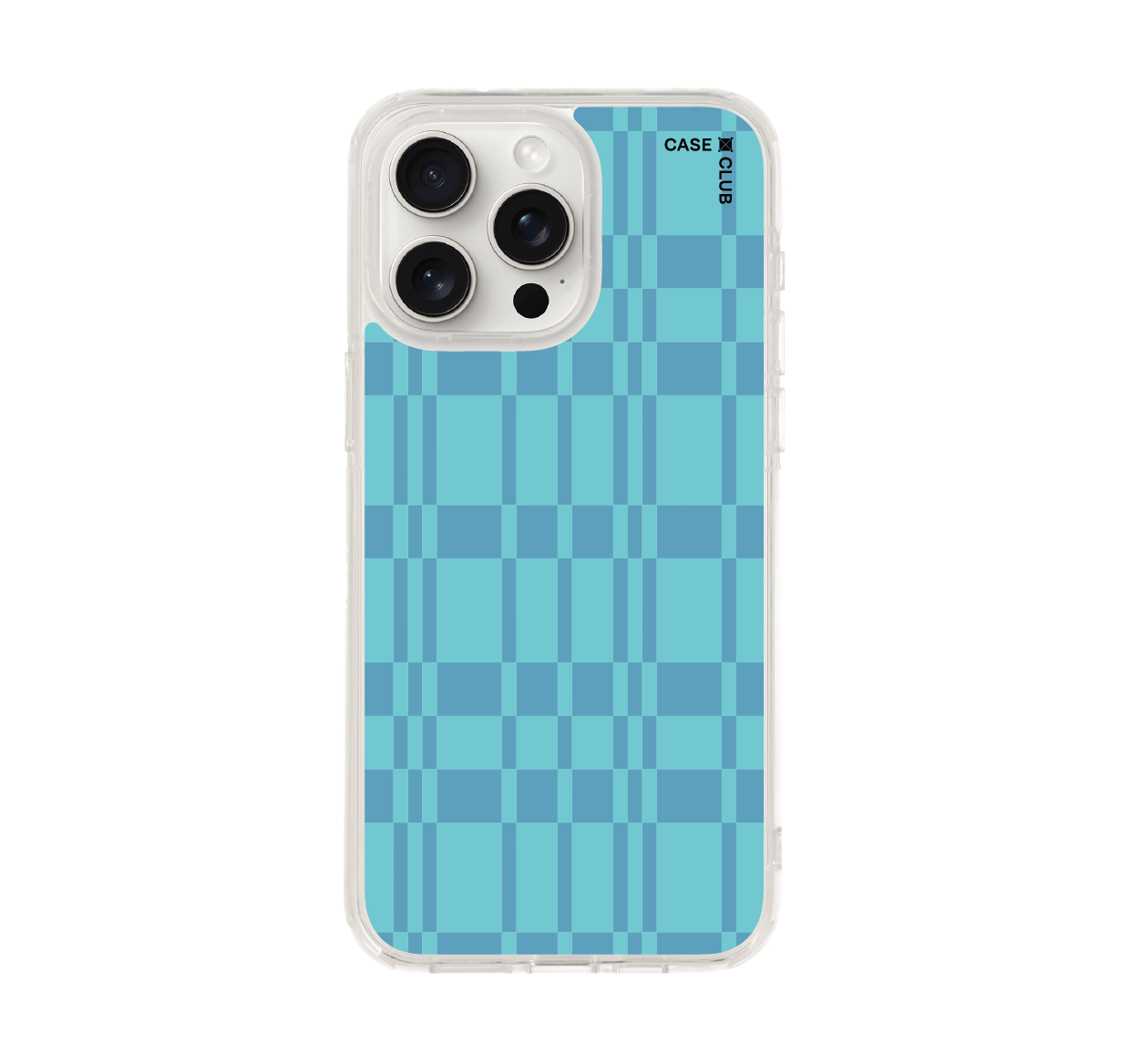 เคสใส iphone 15 pro max กริดฟ้า