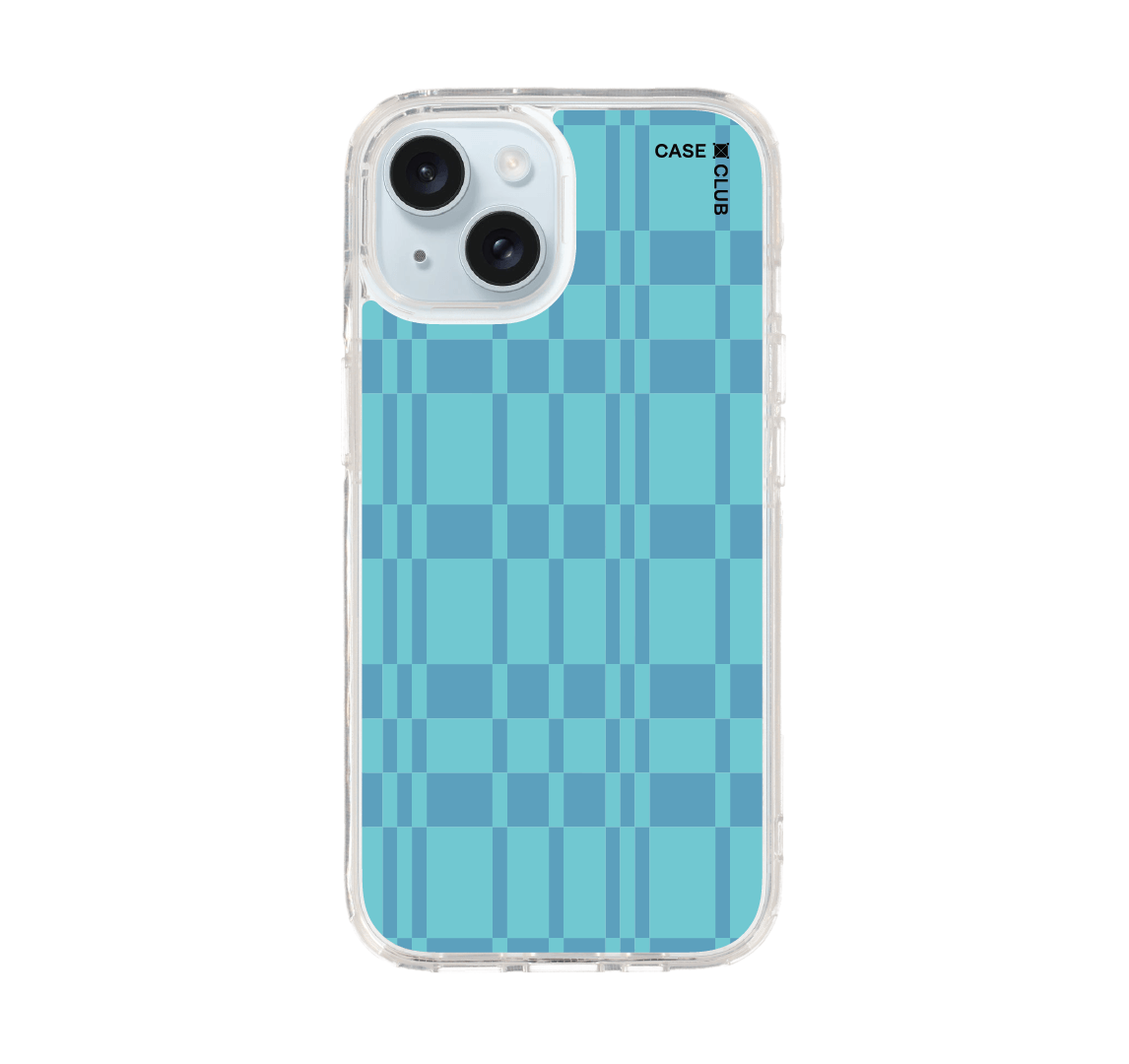 เคสใส iPhone 15 กริดฟ้า