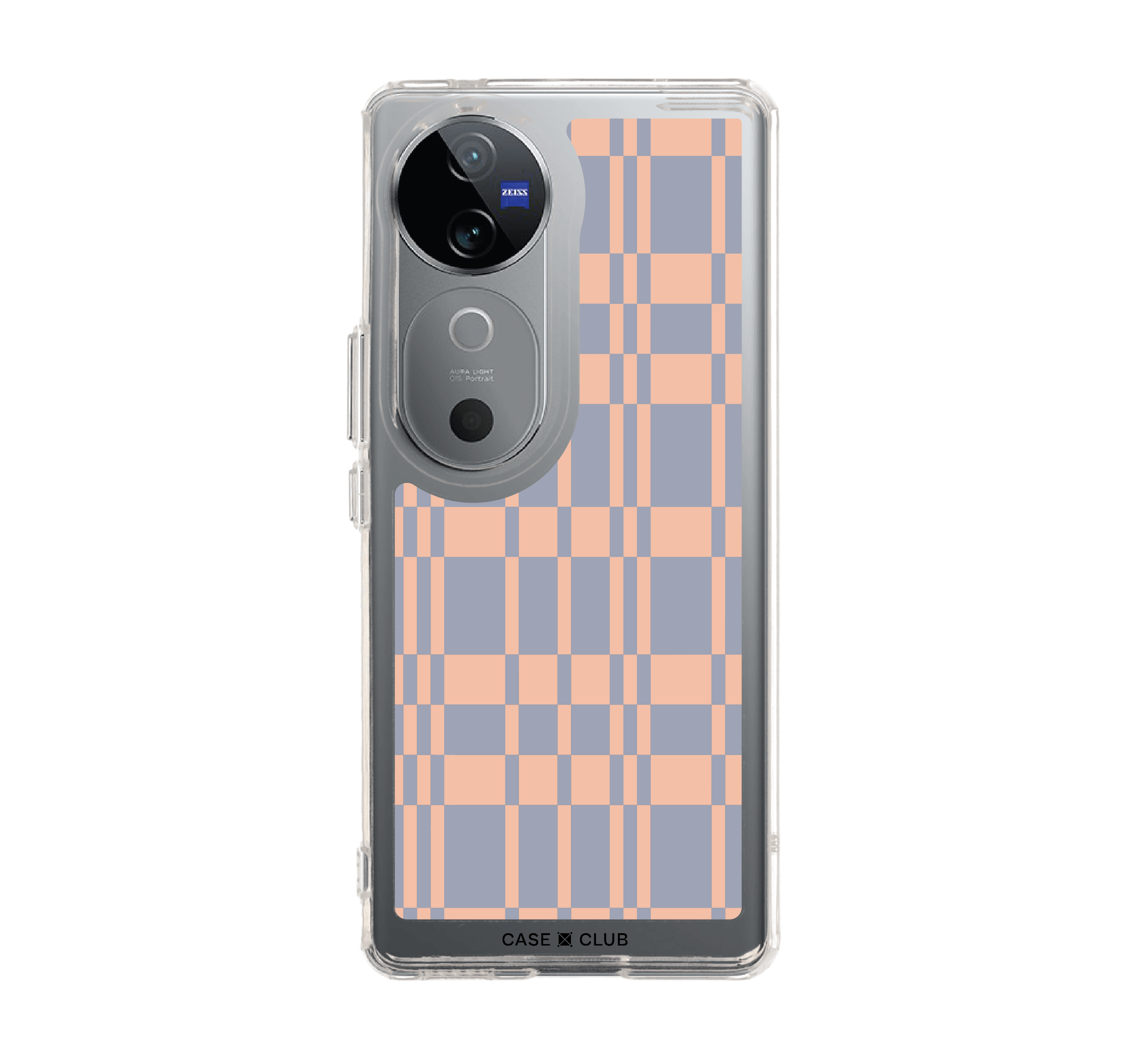 เคสใส vivo v40 5g กริดส้มน้ำเงิน