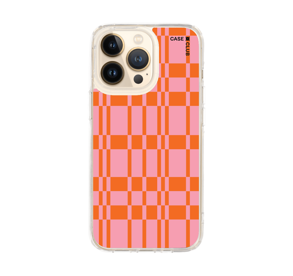 asymmetric pink & orange grid