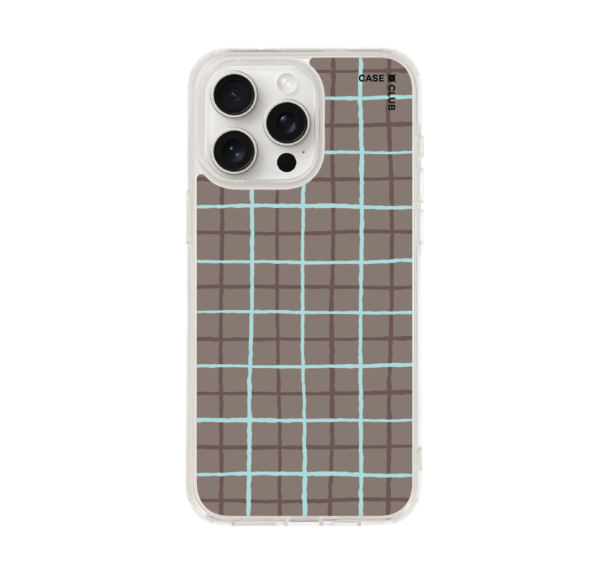 iPhone 15 Pro Max Clear Case Blue & Brown Stripes