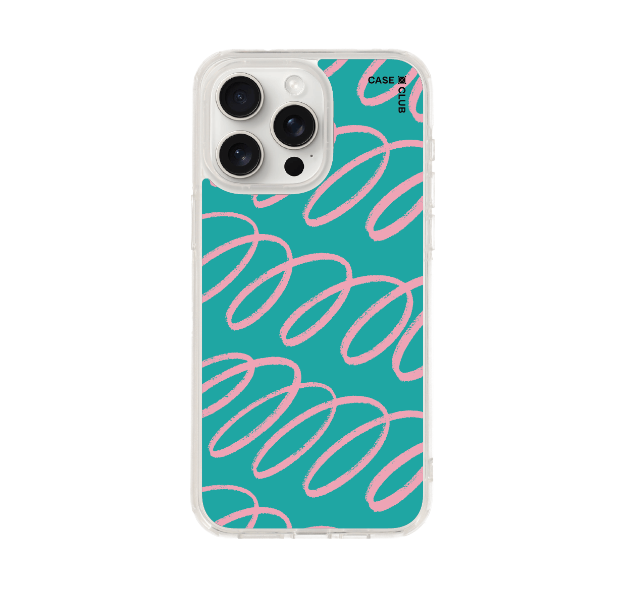 เคสใส iPhone 15 Pro Max ลายโค้งฟ้าชมพู