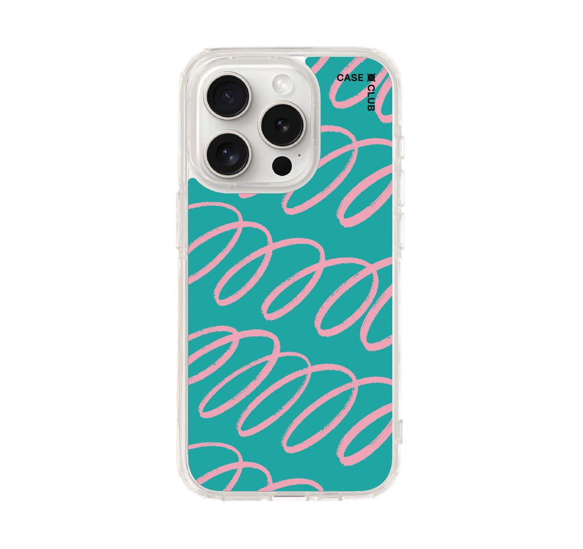เคสใส iPhone 15 Pro ลายโค้งฟ้าชมพู