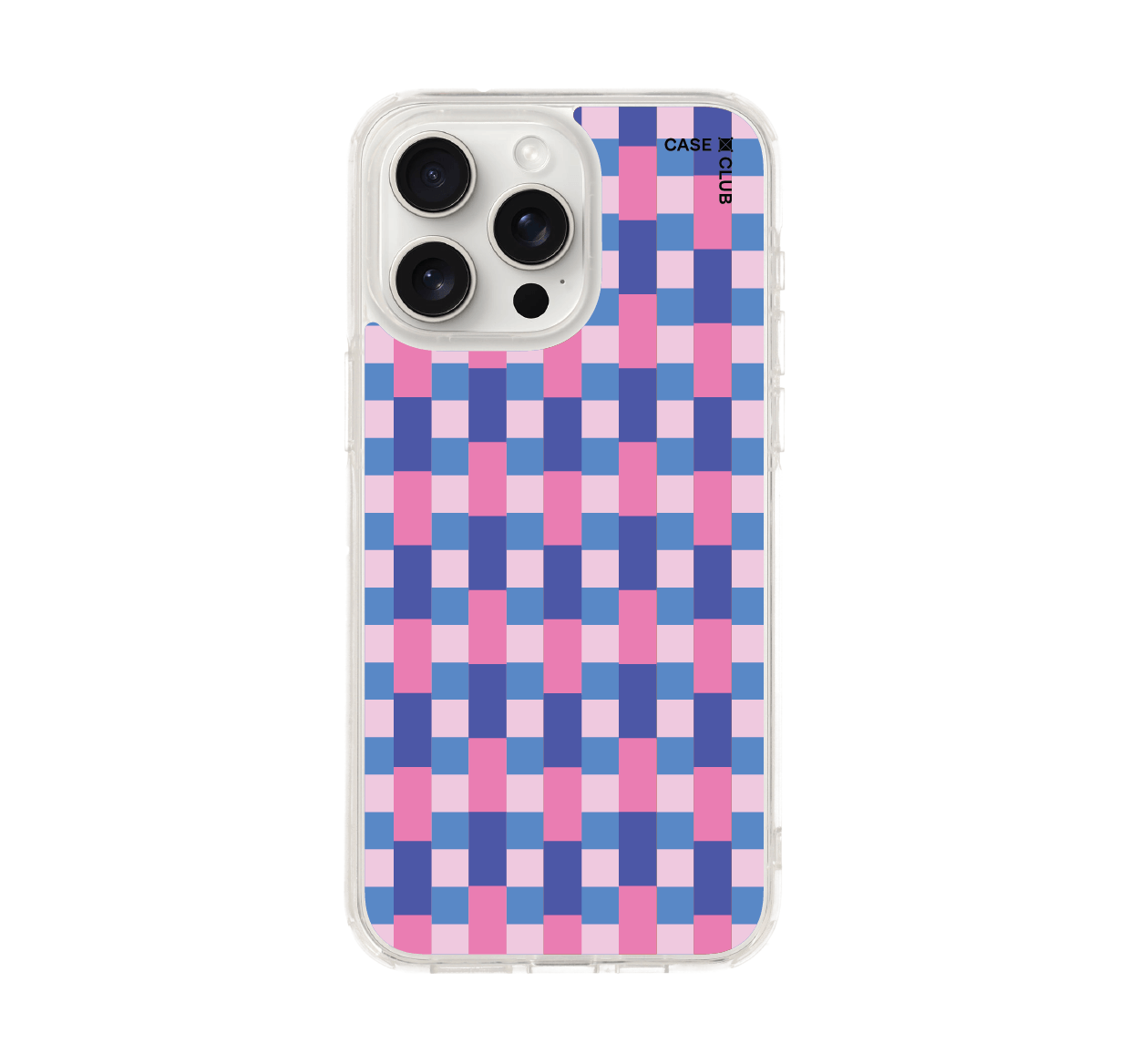 เคสใส iPhone 15 Pro Max กระเบื้องฟ้าชมพู