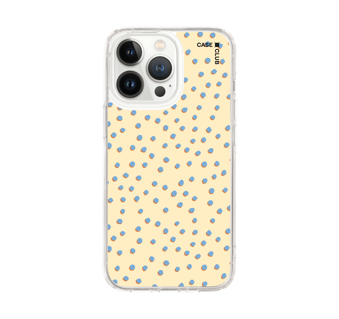 เคสใส iphone 13 pro ลายจุดแปรงสีน้ำเงินและเหลือง