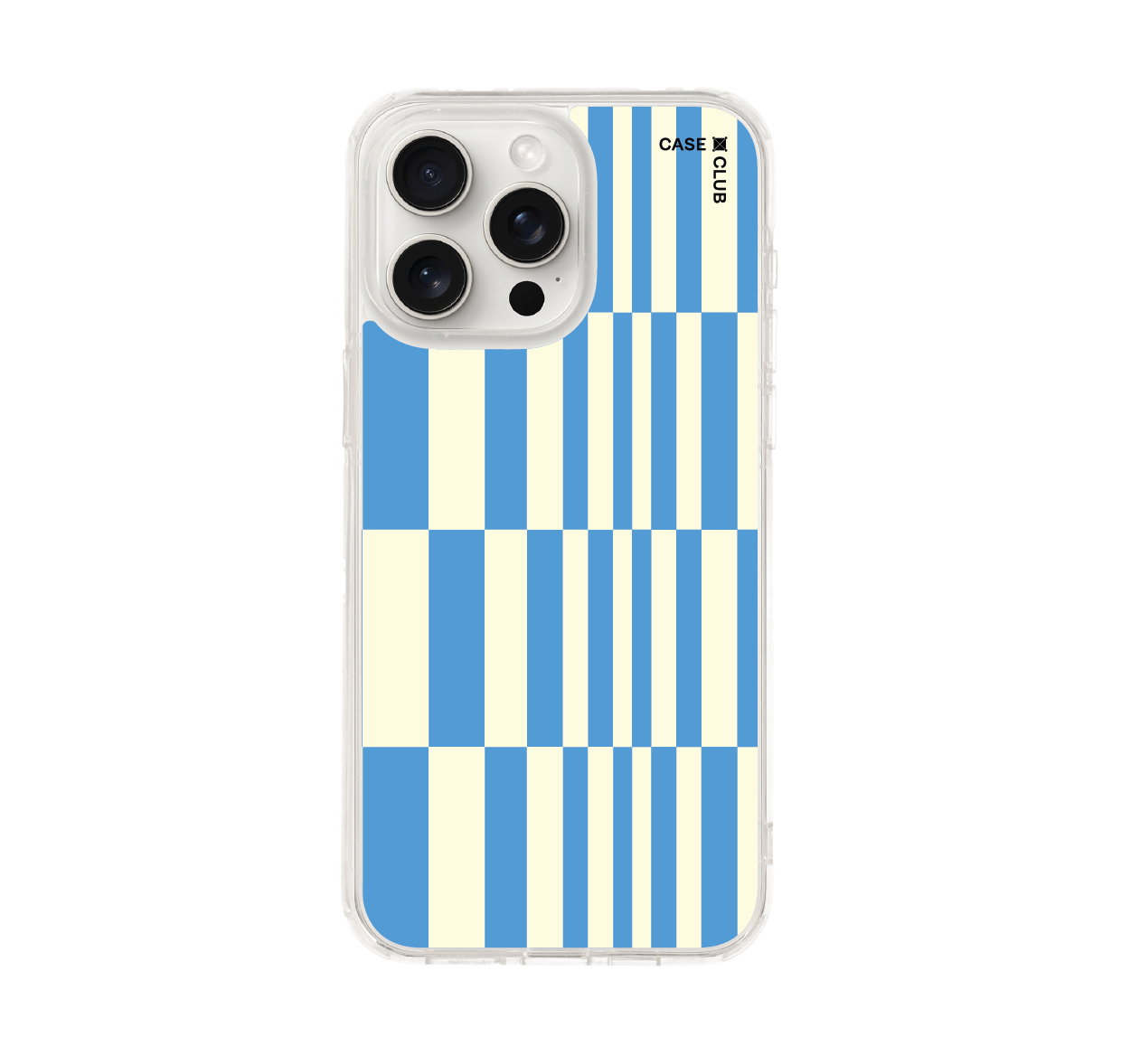 เคสใส iphone 15 pro max ผ้าอสมมาตรสีน้ำเงิน