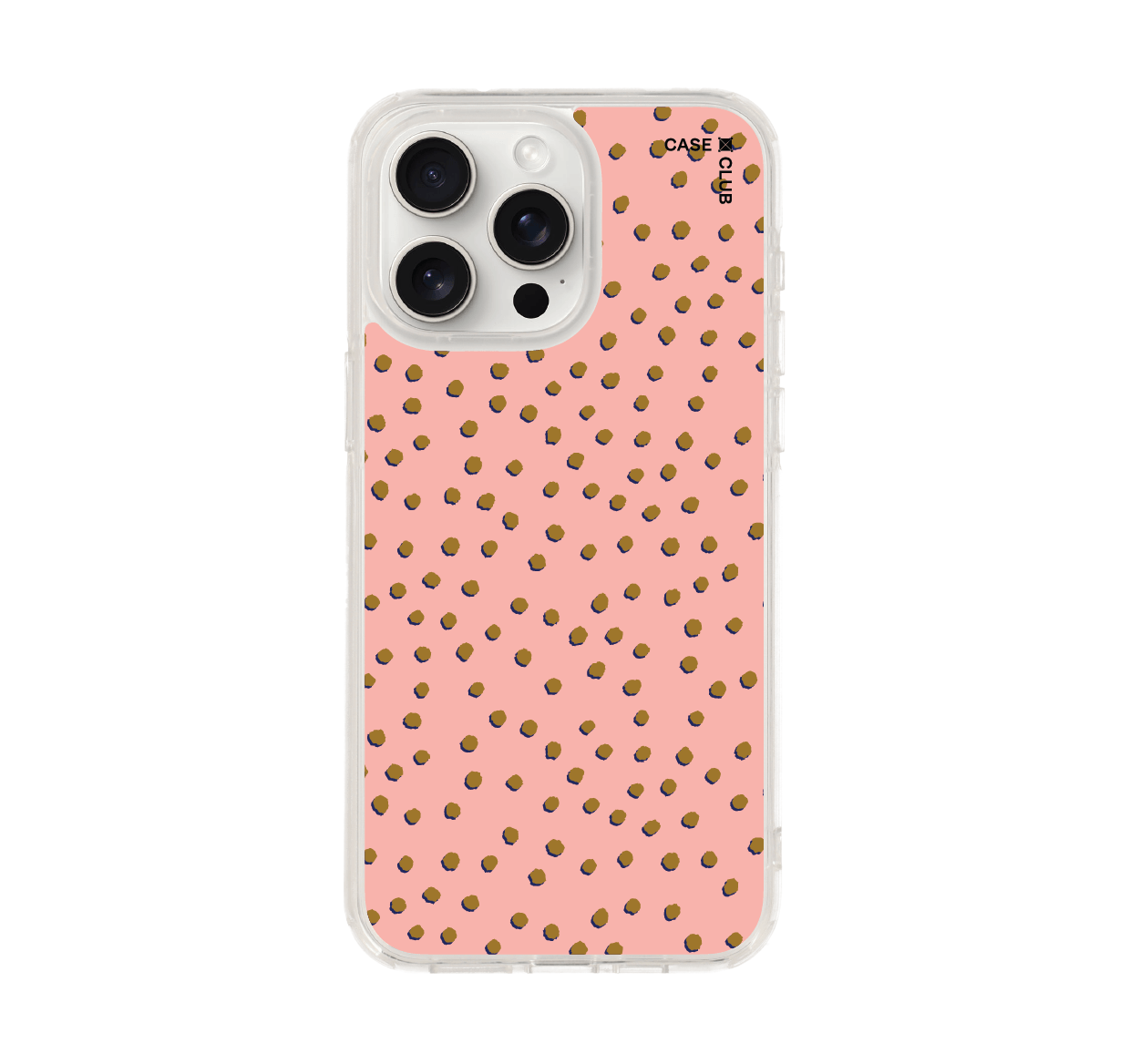 เคสใส iPhone 15 Pro Max แปรงจุดชมพูน้ำตาล