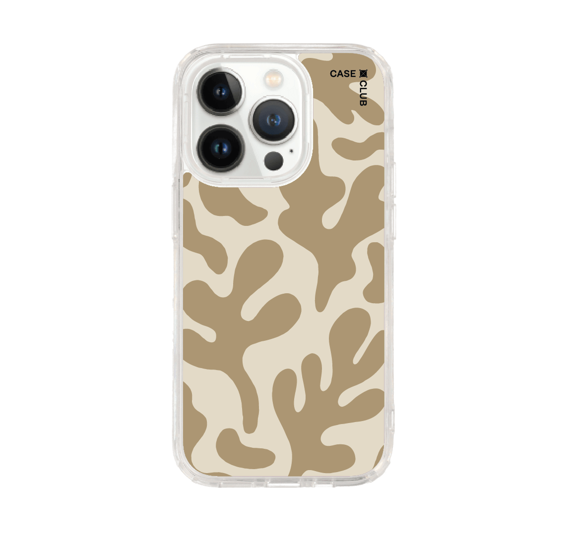 เคสใส iPhone 14 Pro ลายอิสระน้ำตาลขาว