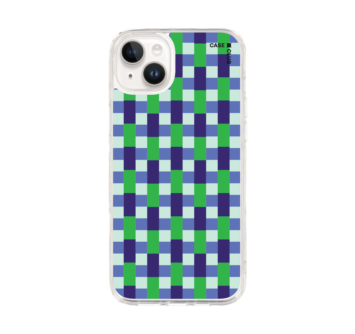 เคสใส iPhone 14 Plus กระเบื้องหลากสีเขียวและน้ำเงิน