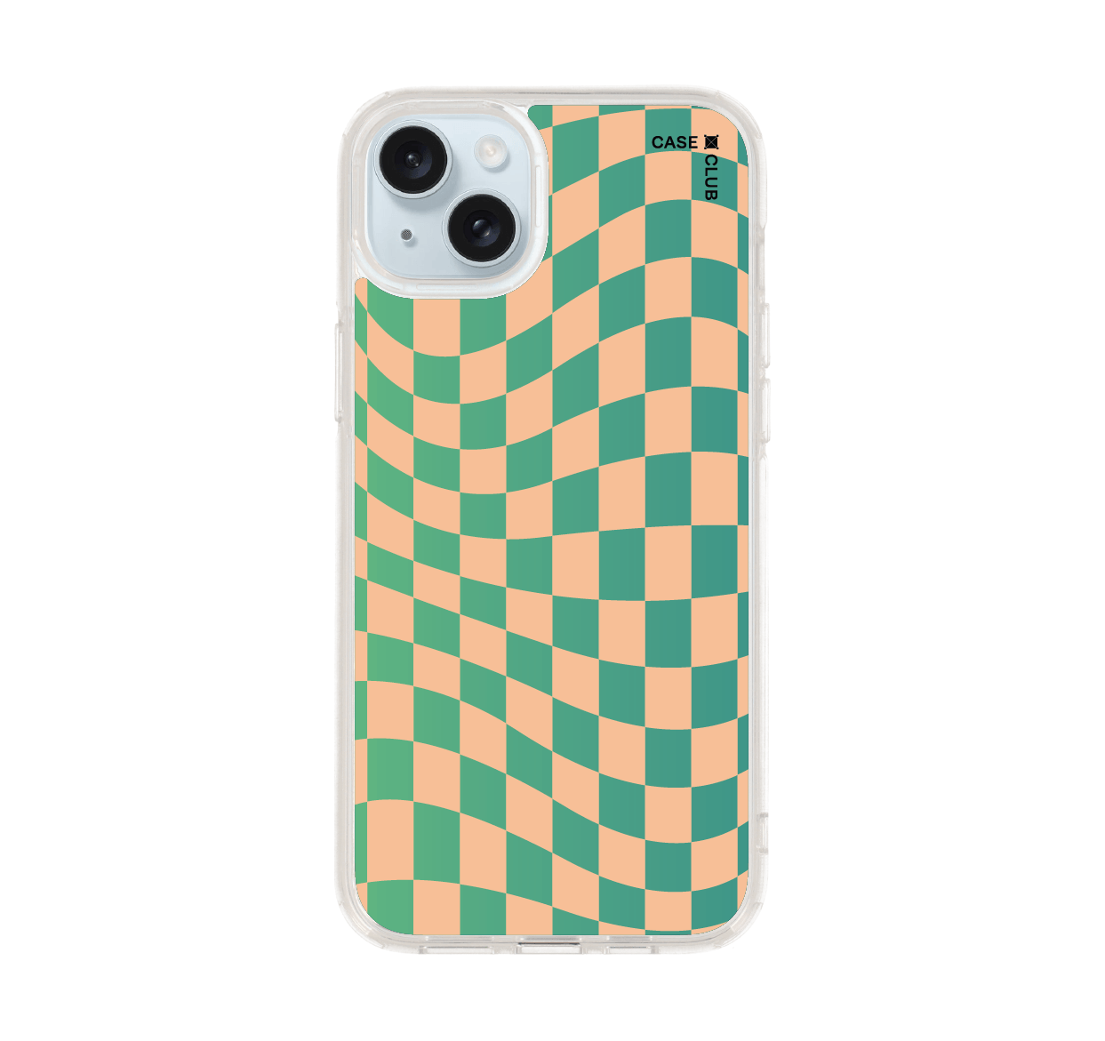 เคสใส iPhone 15 Plus กริดเขียวไล่สี