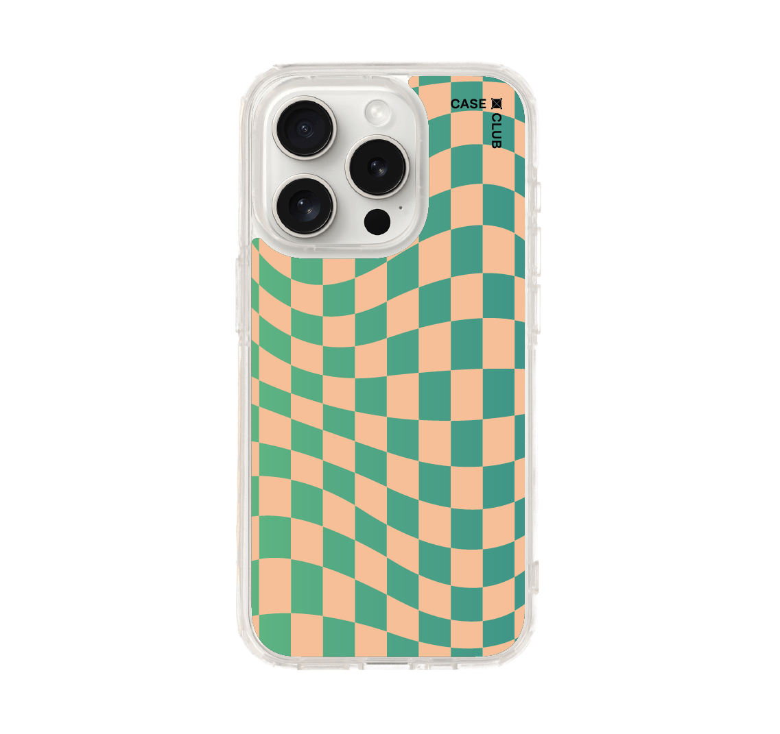 เคสใส iphone 15 pro กริดเขียวไล่สี