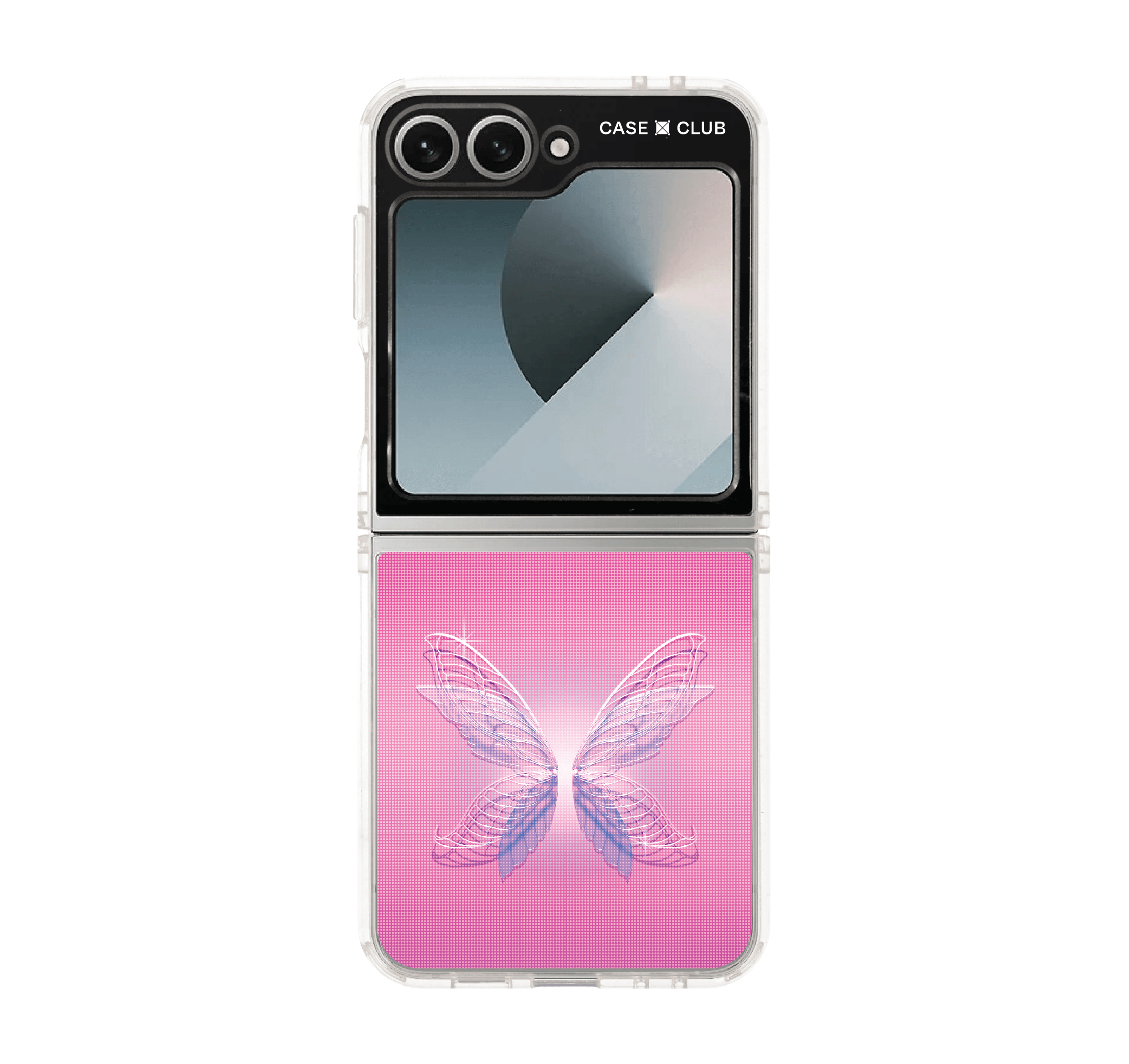 samsung galaxy z flip 6 clear case halftone butterfly