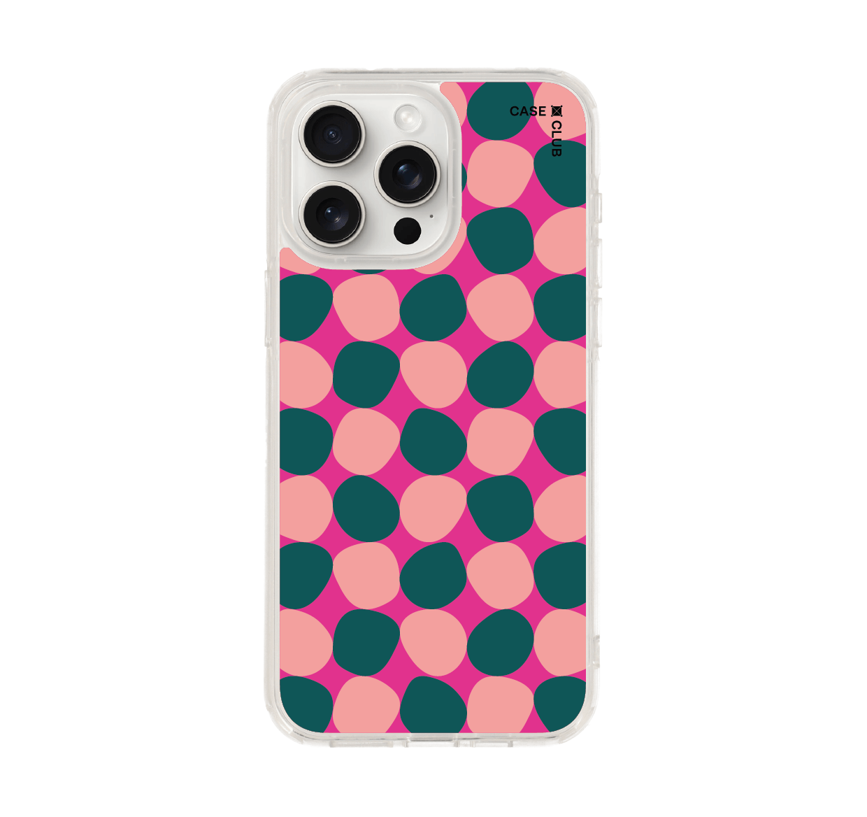 เคสใส iPhone 15 Pro Max ลายจุดชมพู