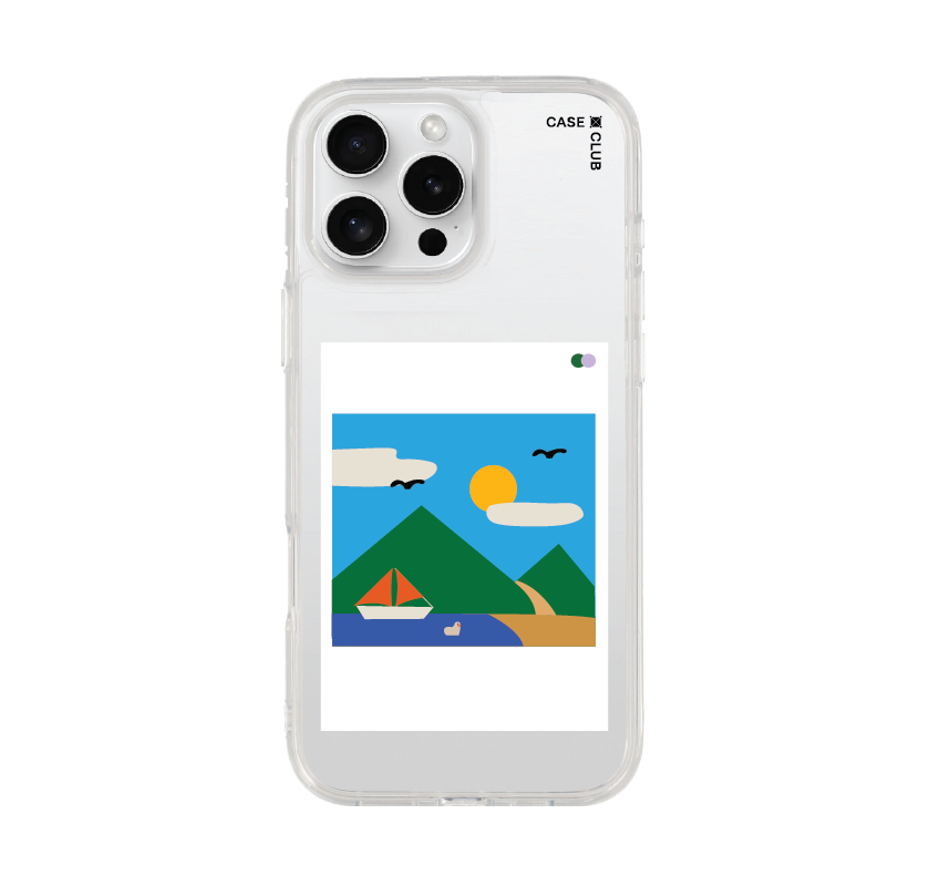 iphone 16 pro max clear case mountain poster