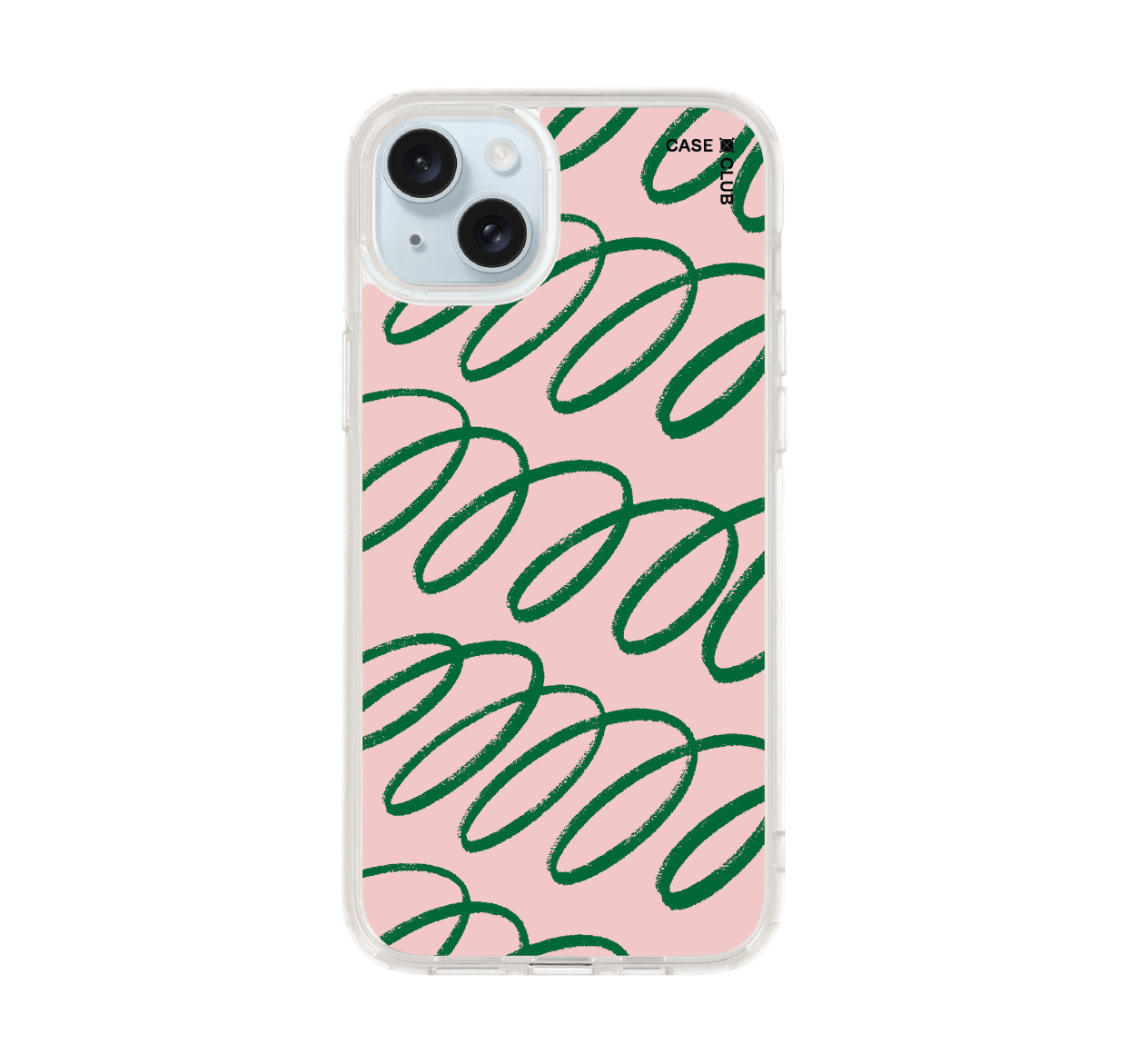เคสใส iPhone 15 Plus ลายโค้งชมพูเขียว