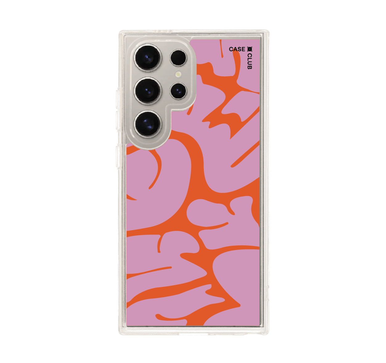 samsung galaxy s24 ultra clear magsafe pink & orange leaf prints