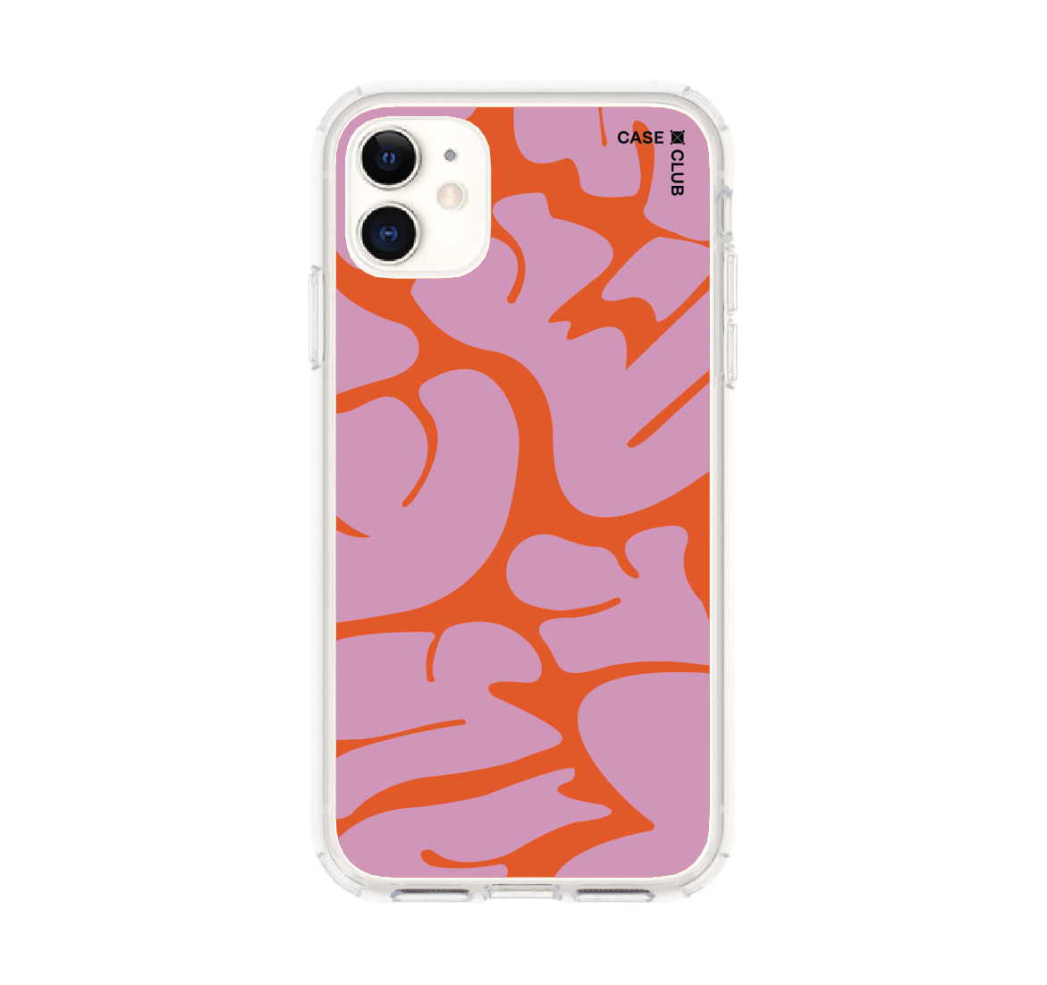 เคสใส iPhone 11 ใบไม้ชมพูส้ม