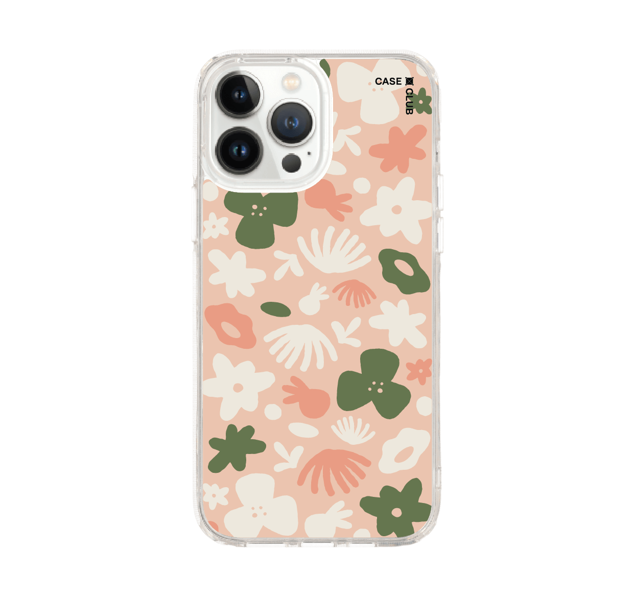 เคสใส iphone 13 pro max ลายดอกไม้น่ารัก โทนชมพูเขียว