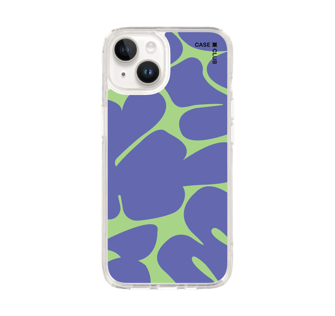 เคสใส iphone 14 ดอกไม้สีม่วงเขียวมินิมอล