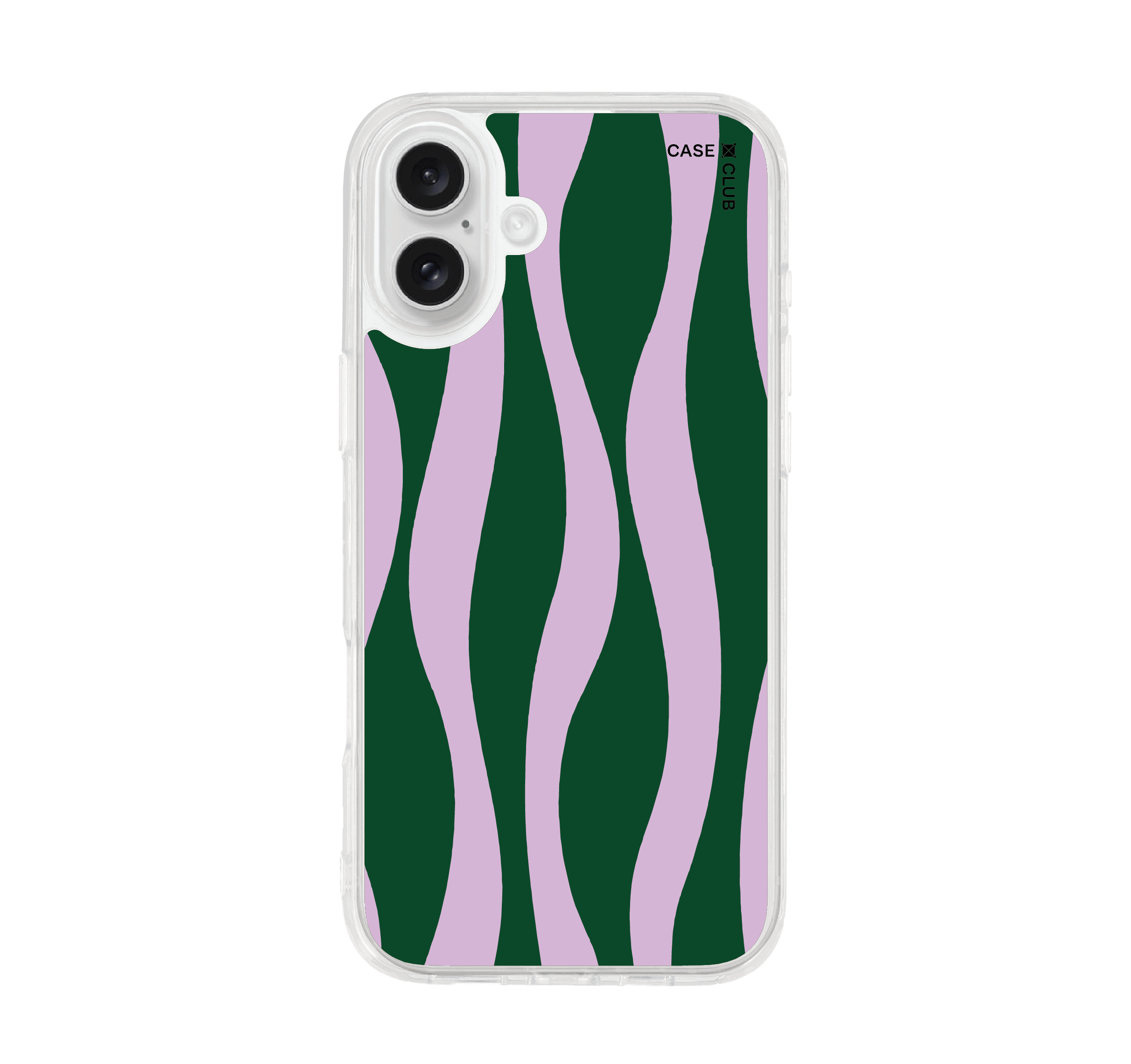 เคสใส iPhone 16 Plus ลายคลื่นสีม่วงและเขียว