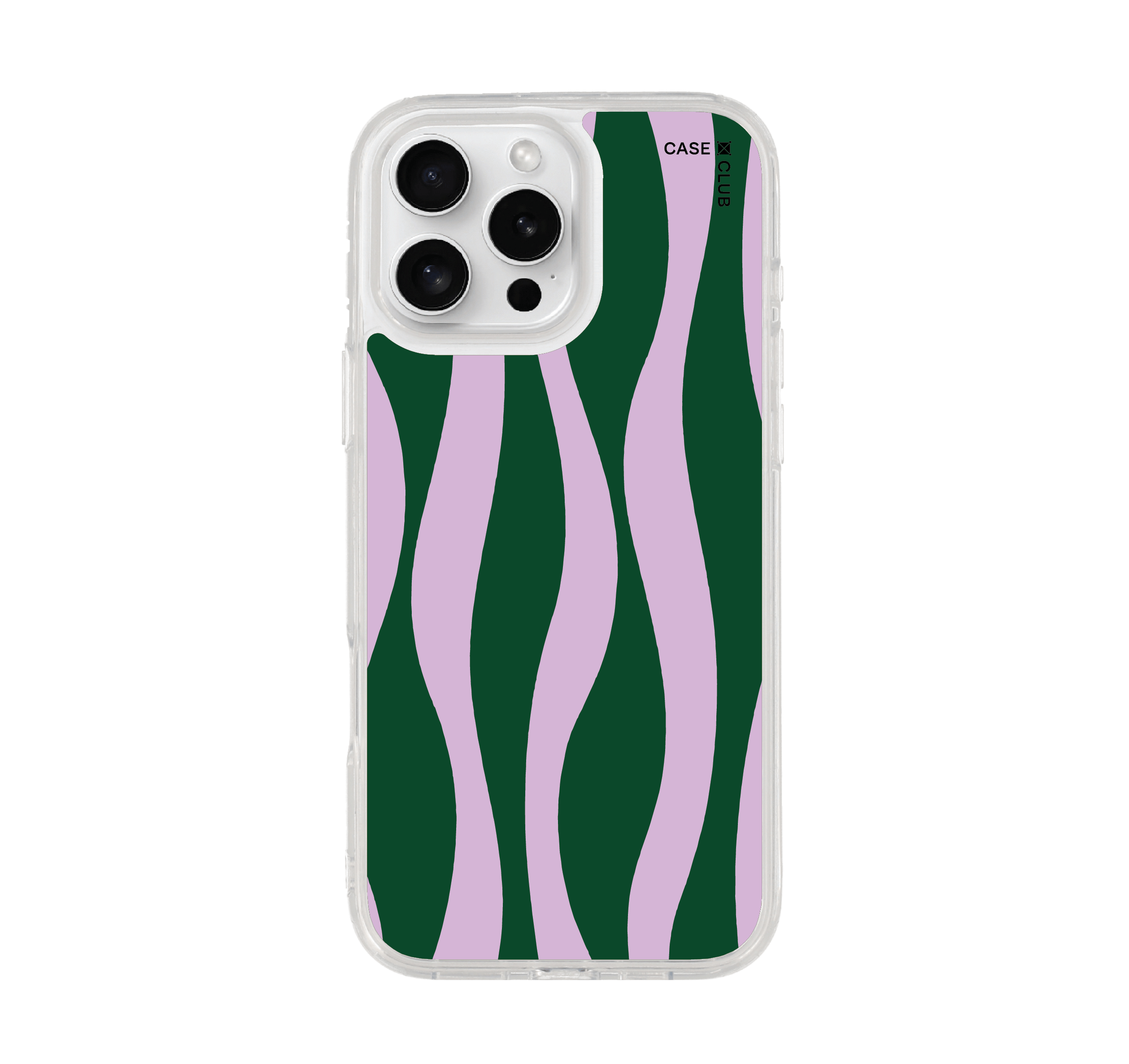 เคสใส iPhone 16 Pro Max MagSafe ลายคลื่นสีม่วงและเขียว