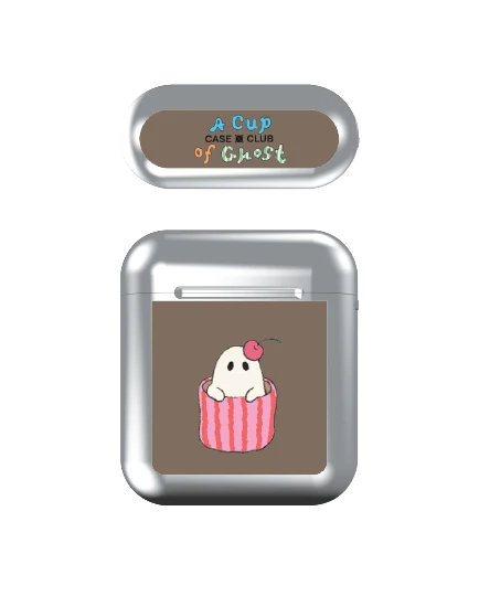 airpods (1/2 gen) silver case a cup of ghost club