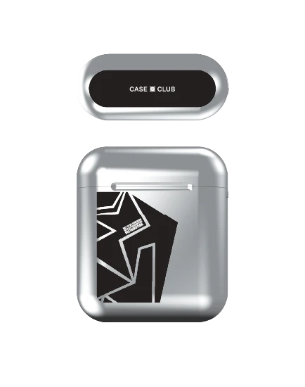 airpods (1/2 gen) silver case abstract black angles