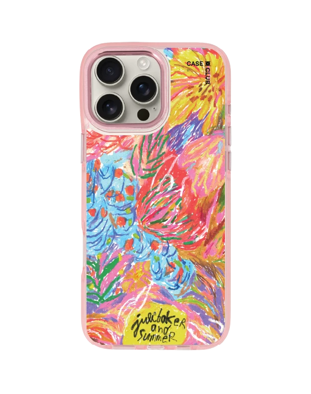 iphone 16 pro max clear pink magsafe abstract flower by juli baker