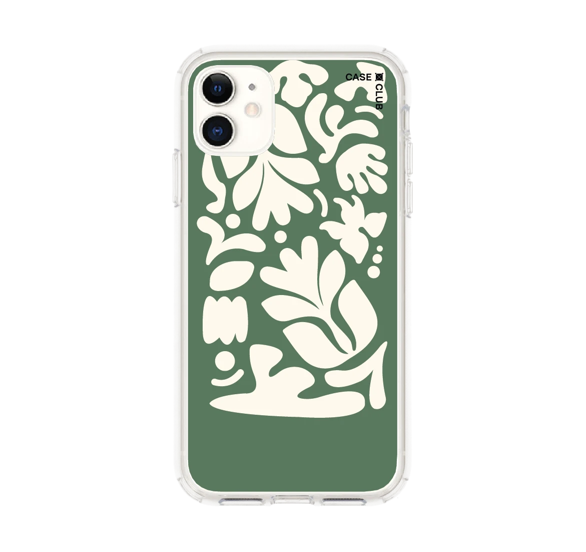 iphone 11 clear case abstract green flower pattern
