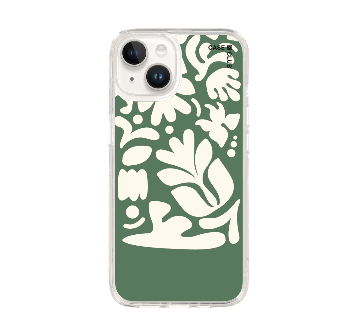 เคสใส iPhone 14 ดอกไม้เขียวนามธรรม
