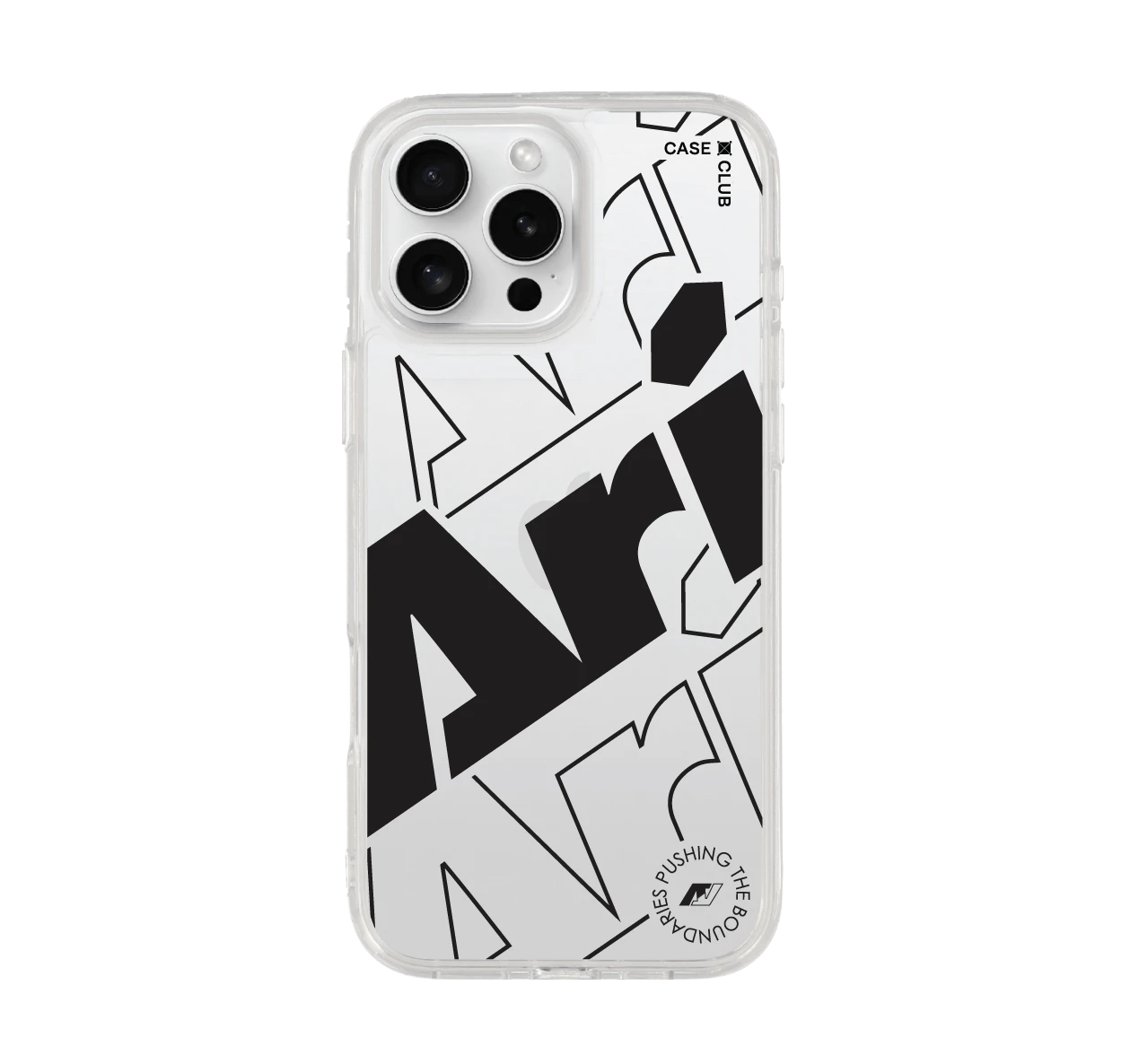 iphone 16 pro max clear case ari logomania black