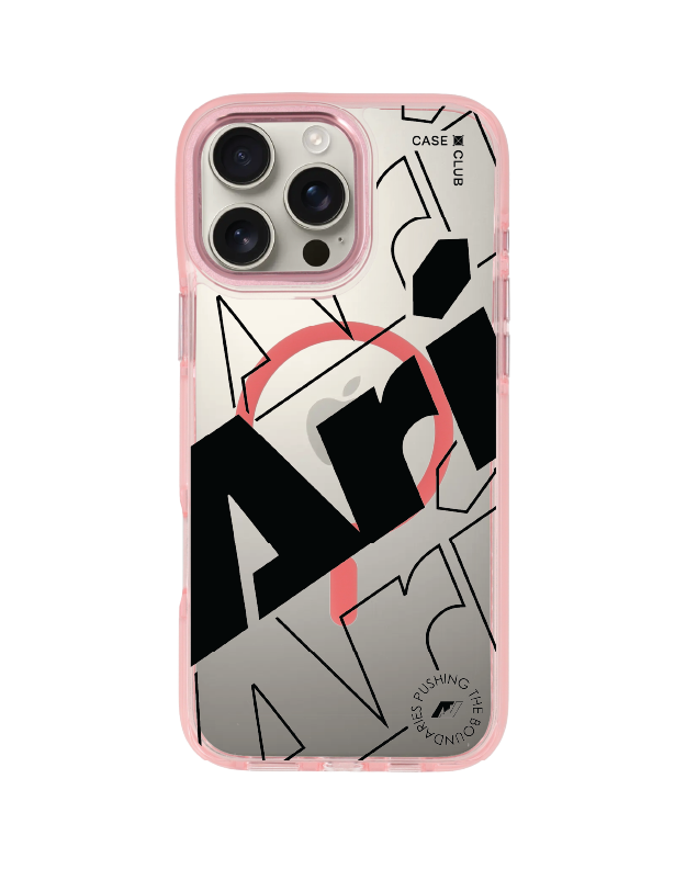 iPhone 16 Pro Max Clear Pink MagSafe ARI โลโก้มาเนียดำ