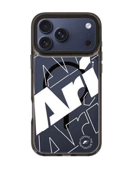 เคสใส iphone 17 pro max magsafe สีดำ ari โลโก้มาเนียสีขาว แนวสตรีท