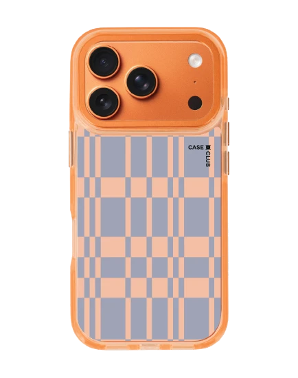 iphone 17 pro clear orange magsafe asymmetric orange & blue grid