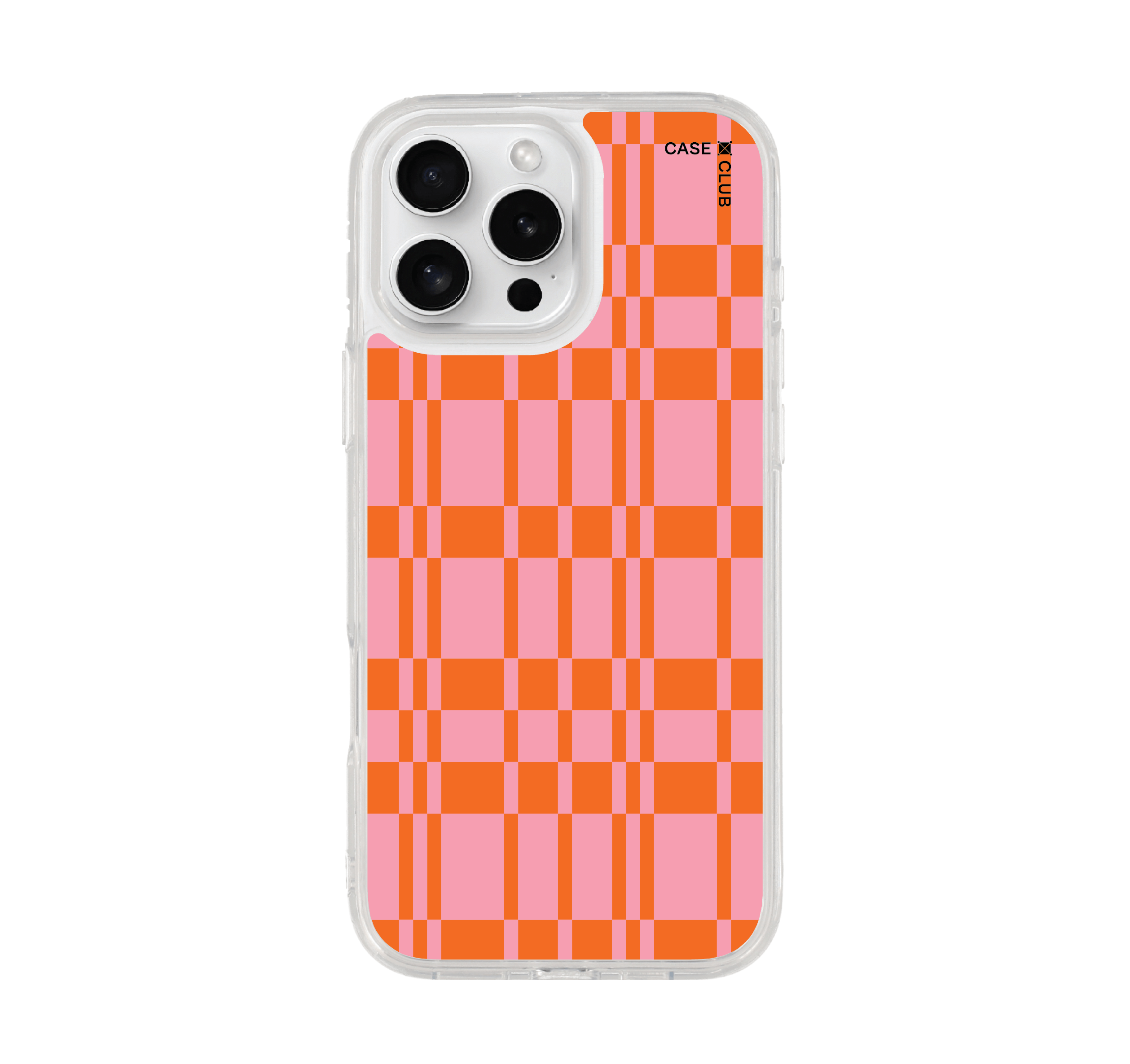 เคสใส iphone 16 pro max magsafe กริดชมพูส้ม