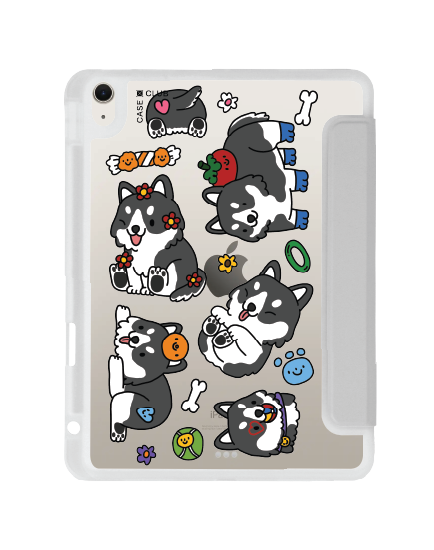 เคสใส iPad Air4/5/6/7 11" 2025 (M2/M3) สีเทา ฮัสกี้น้อย