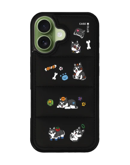iphone 17 puffy black case baby husky
