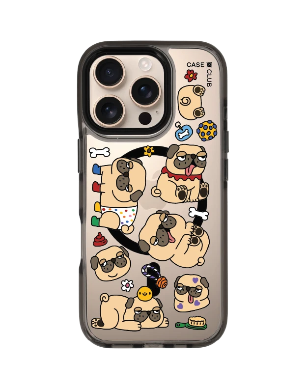 iphone 16 pro clear black magsafe baby pug