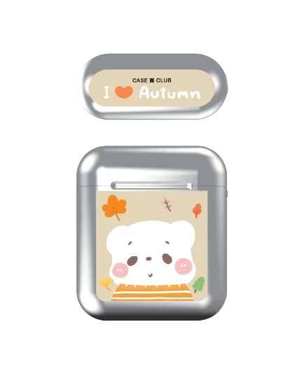 airpods (1/2 gen) silver case bearplease autumn
